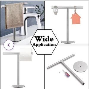 T-Shape Hand Towel Holder set of 2 Stands SUS304 Stainless Steel for Bathroom